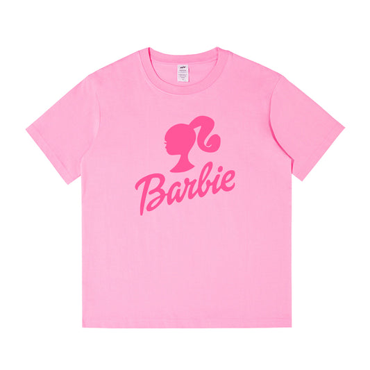 Barbie pink T-shirt Girl power  cotton loose-fitting